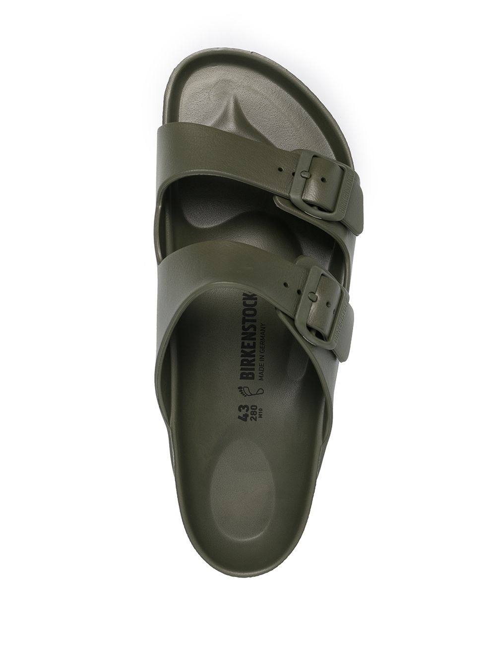 green buckled sandals