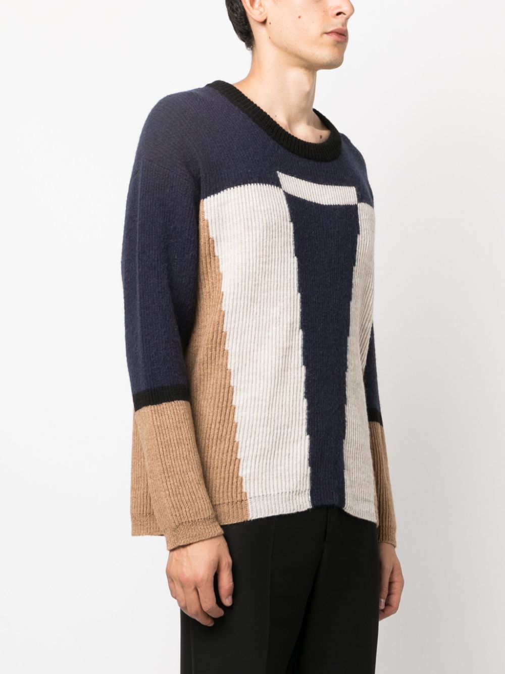 colour-block intarsia jumper
