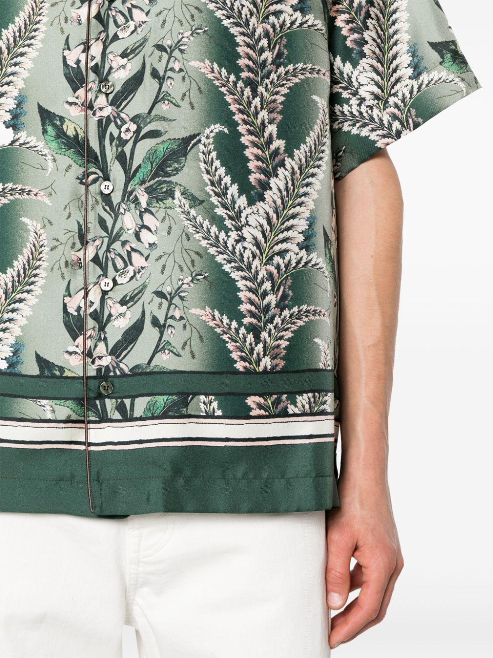 floral-print silk shirt