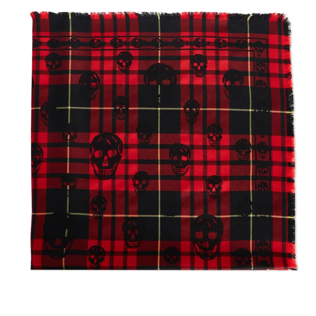 skull tartan wool scarf