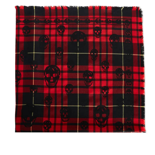 Skull Tartan Wool Scarf
