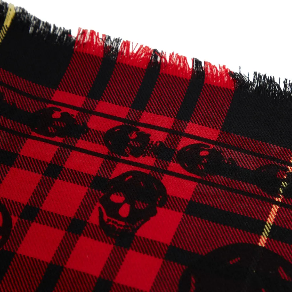 skull tartan wool scarf