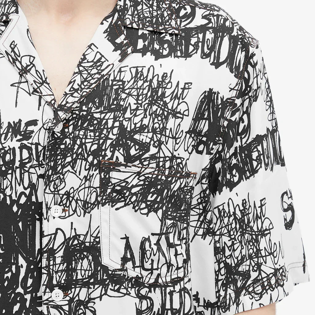 chaos print short sleeve shirt