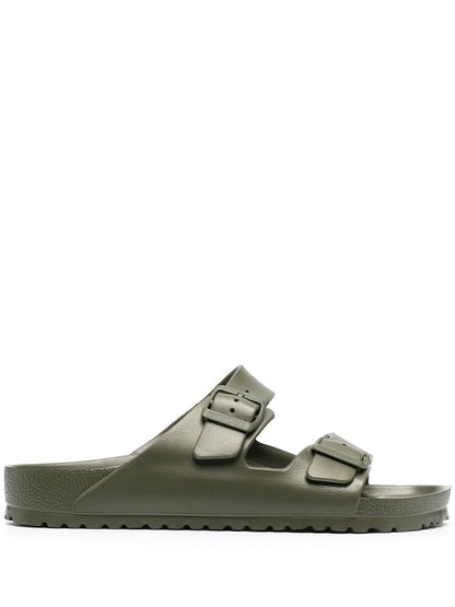 Green buckled sandals