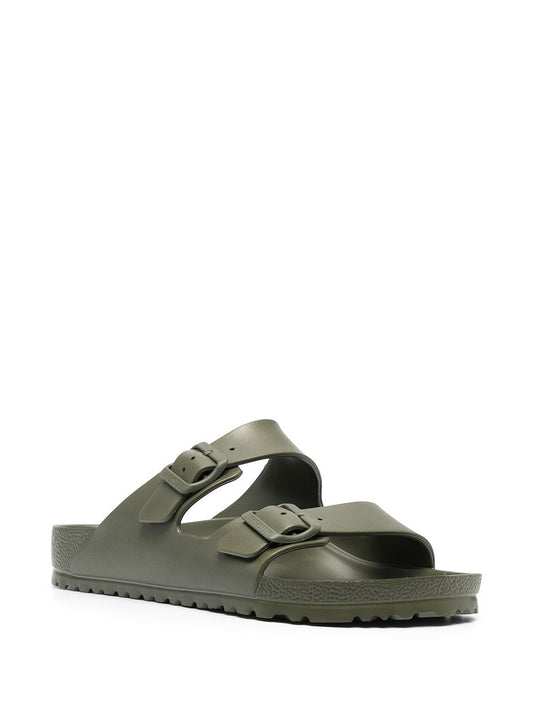 Green buckled sandals