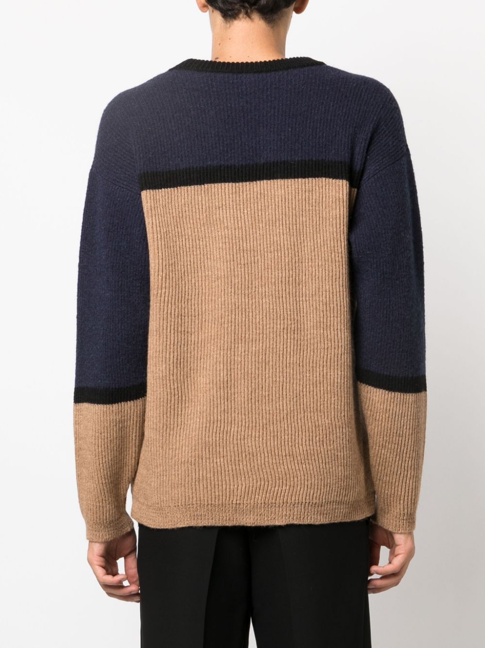 colour-block intarsia jumper