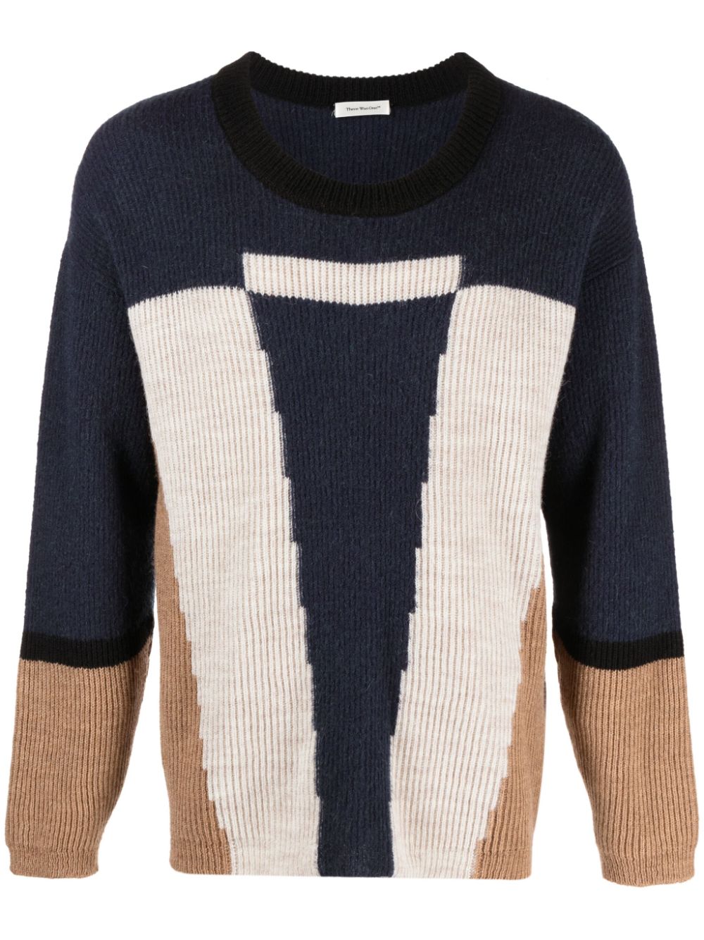 colour-block intarsia jumper