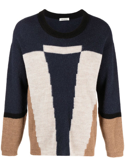 Colour-block intarsia jumper