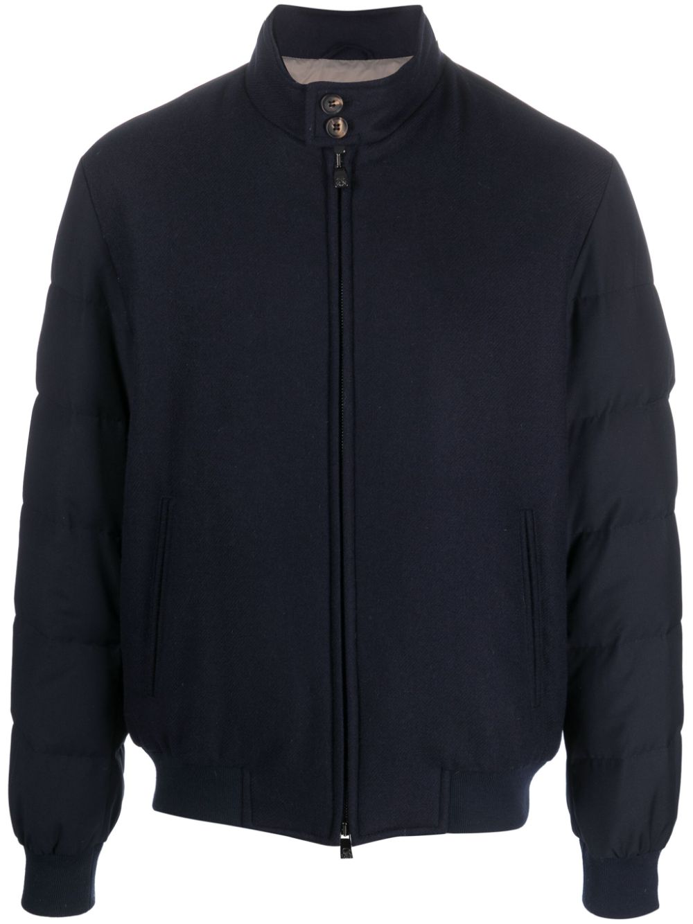 high-neck padded bomber jacket