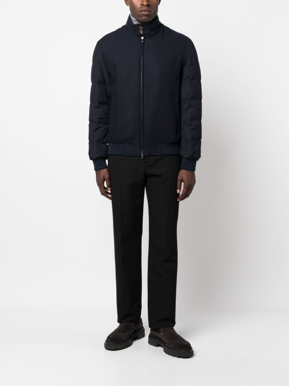 high-neck padded bomber jacket