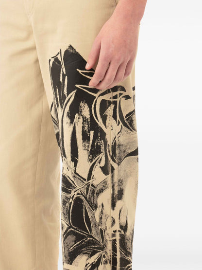 Graphic-print straight-leg trousers
