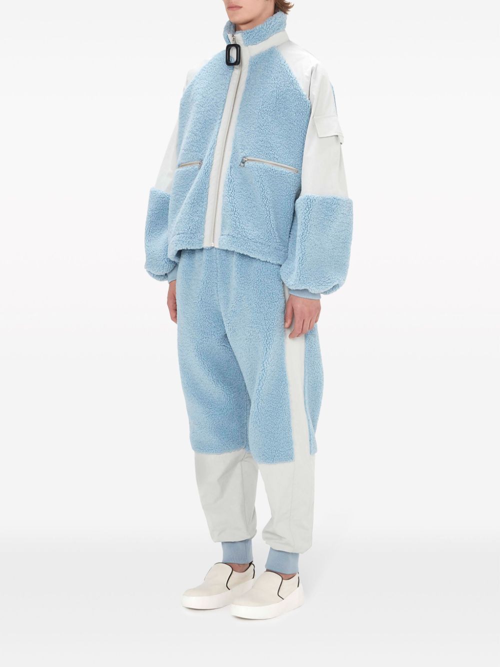colour-block fleece jacket
