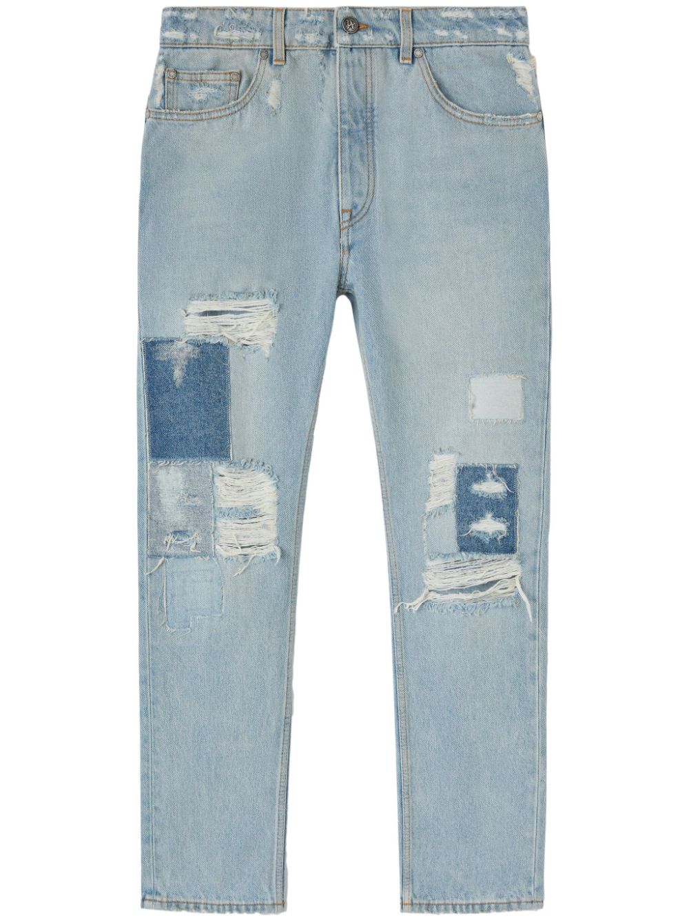 ripped straight-leg jeans