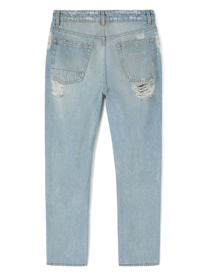 Ripped straight-leg jeans