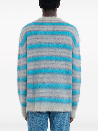 Striped mohair-blend jumper