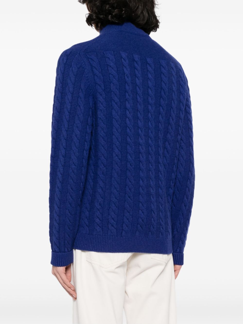 blue cardigan