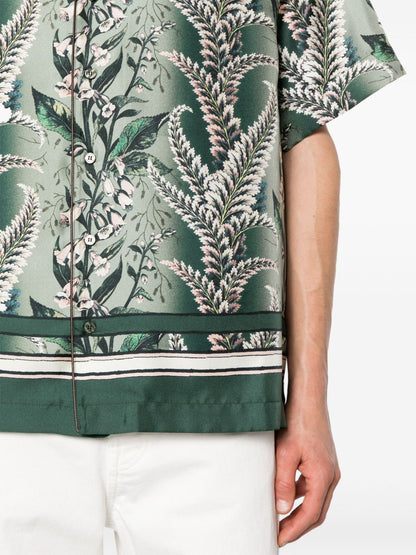 Floral-print silk shirt