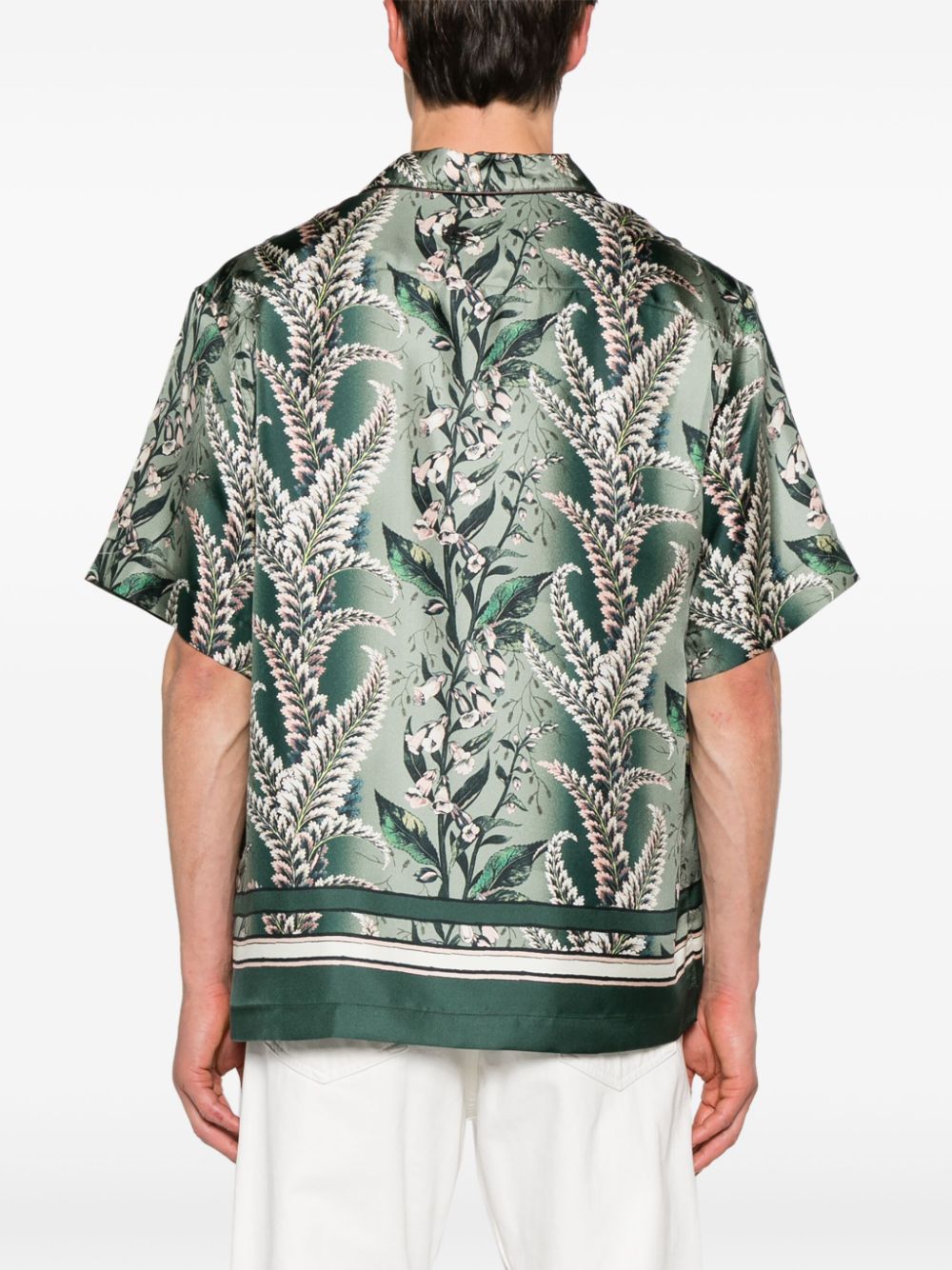 floral-print silk shirt