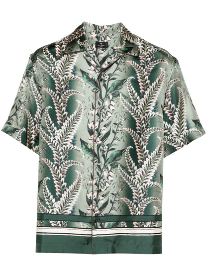 Floral-print silk shirt
