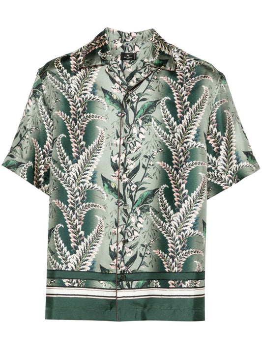 Floral-print silk shirt