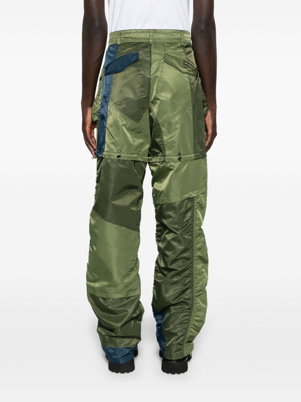 detachable patchwork cargo trousers