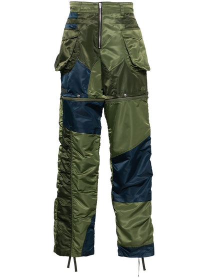 Detachable patchwork cargo trousers