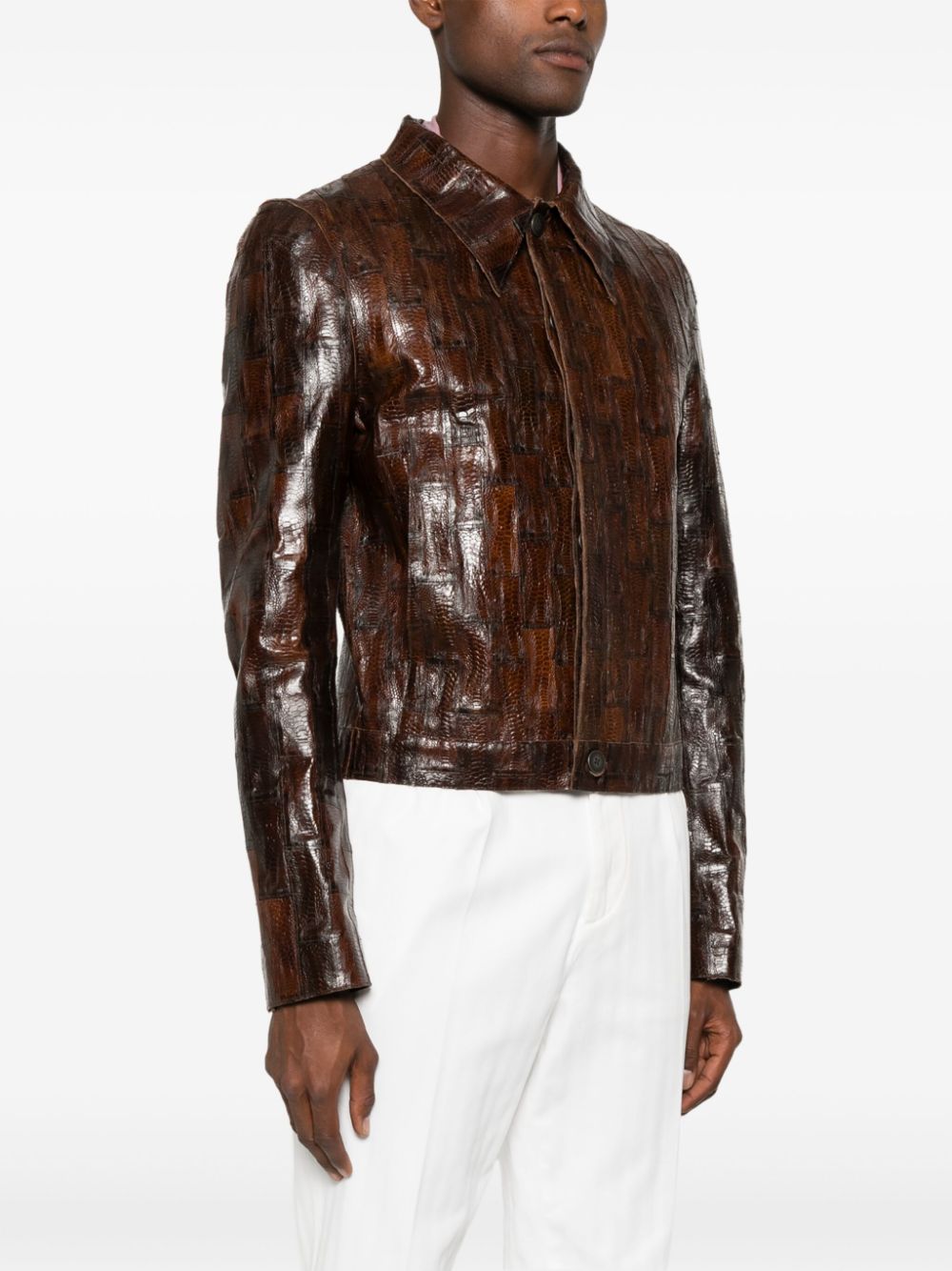snakeskin-effect jacket