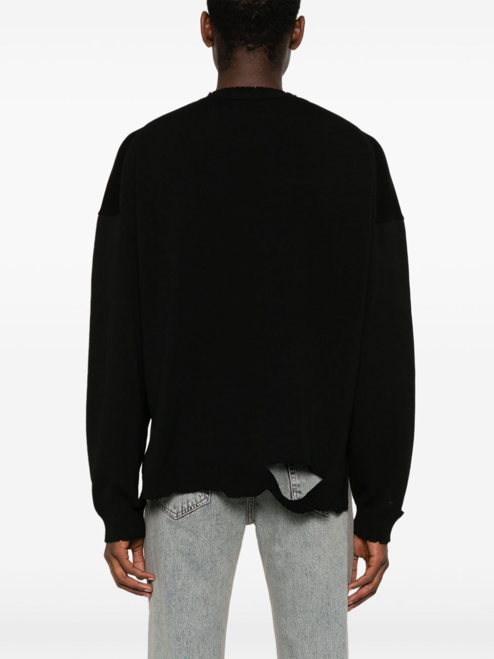 crew-neck distressed jumper