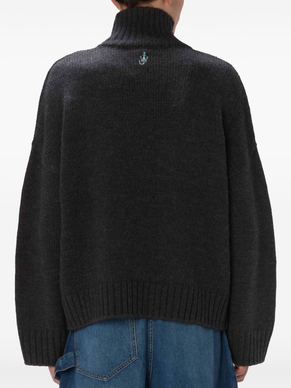 high-neck drop-shoulder jumper