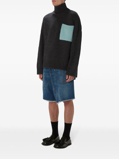 High-neck drop-shoulder jumper