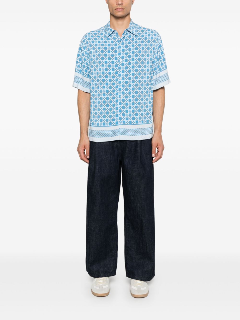 square cross-motif shirt