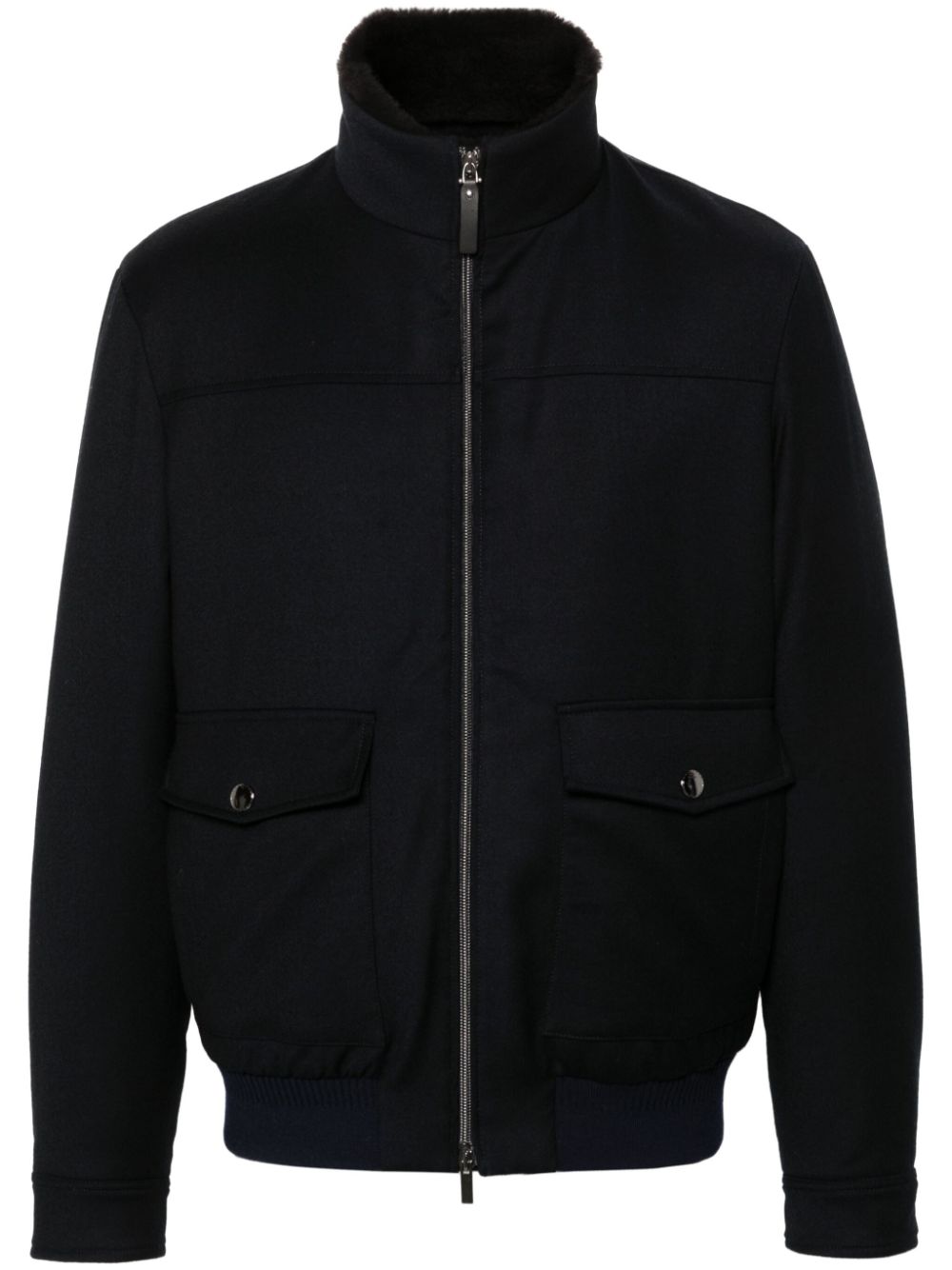 high-neck wool jacket