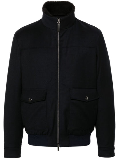 high-neck wool jacket