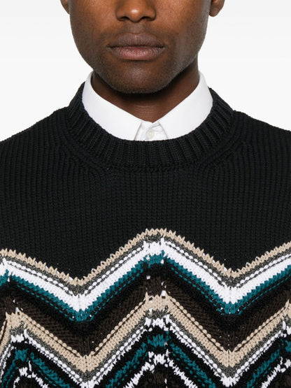 Zigzag-embroidered sweatshirt