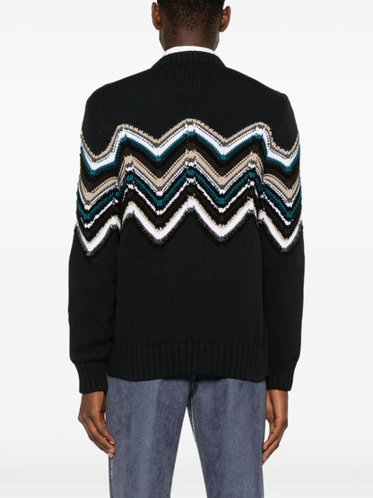 Zigzag-embroidered sweatshirt