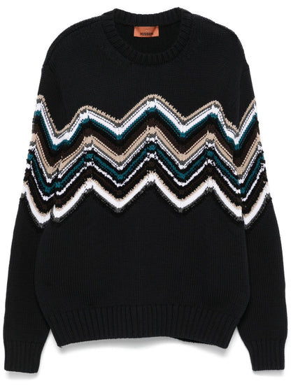 Zigzag-embroidered sweatshirt