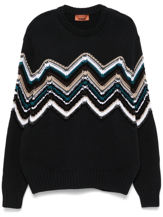 Zigzag-embroidered sweatshirt
