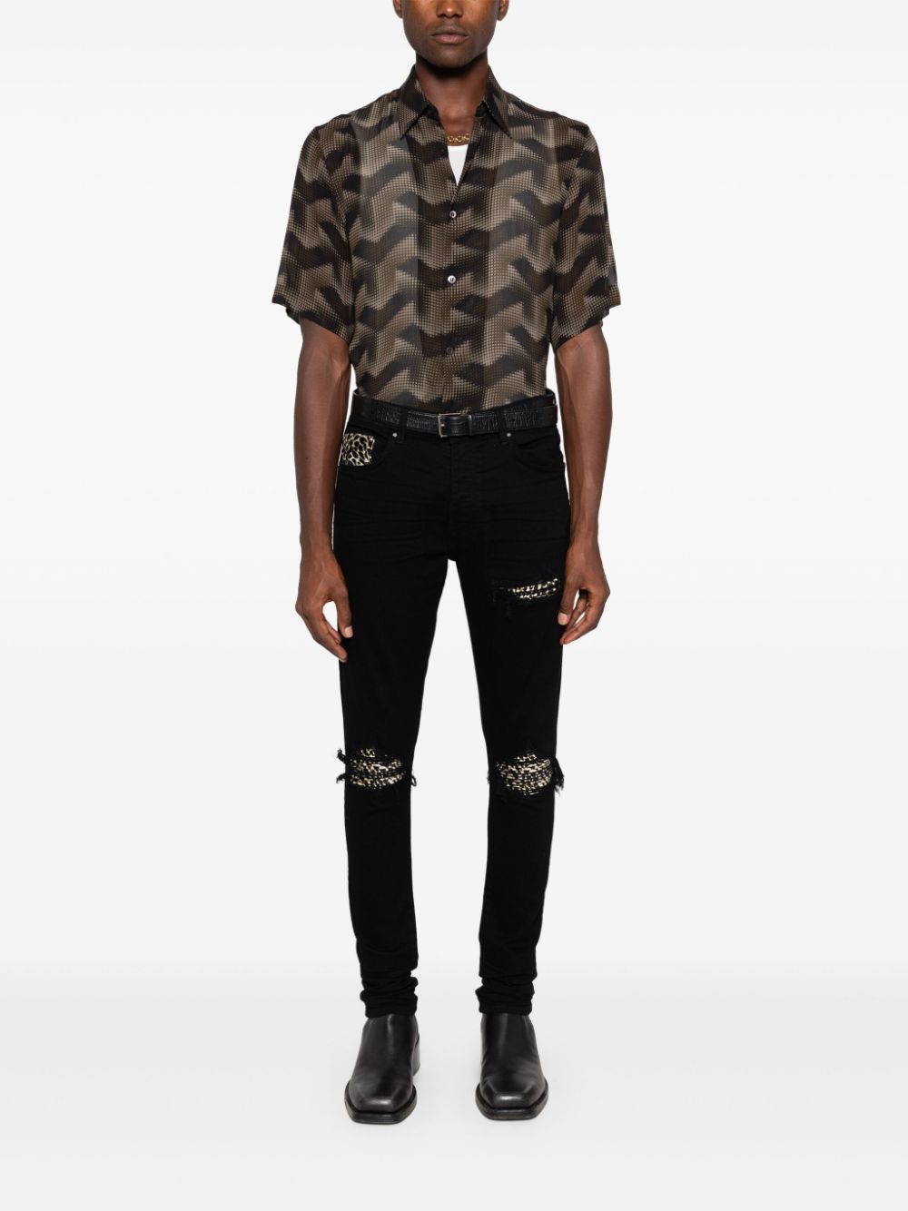 leopard-detail jeans