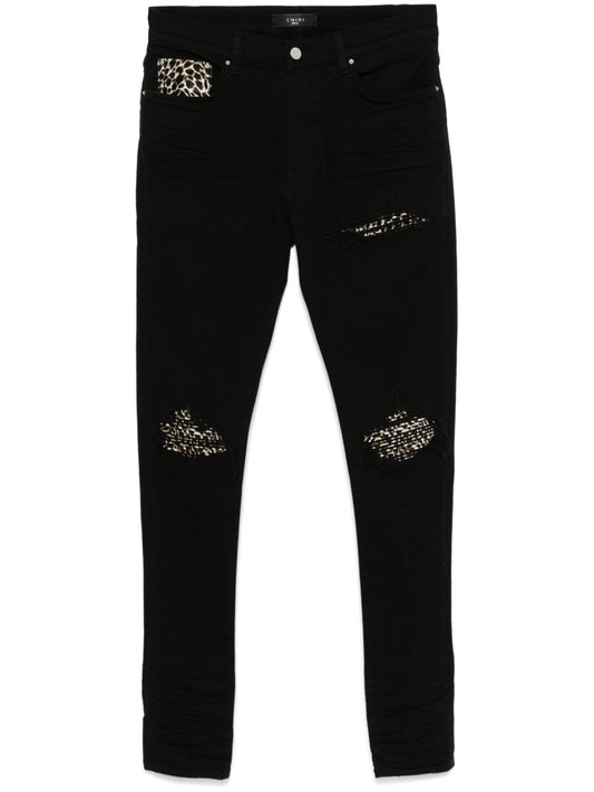 Leopard-detail jeans