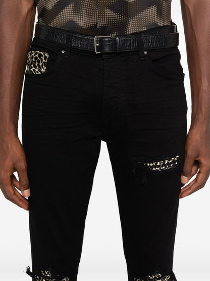 Leopard-detail jeans