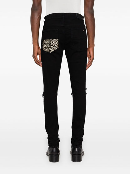 Leopard-detail jeans