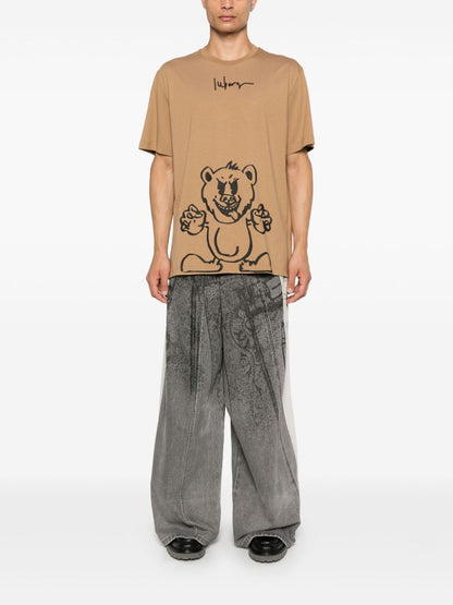 Logo-embroidered printed T-shirt