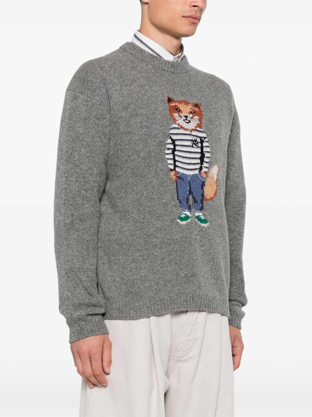 fox-intarsia sweater