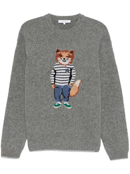 Fox-intarsia sweater