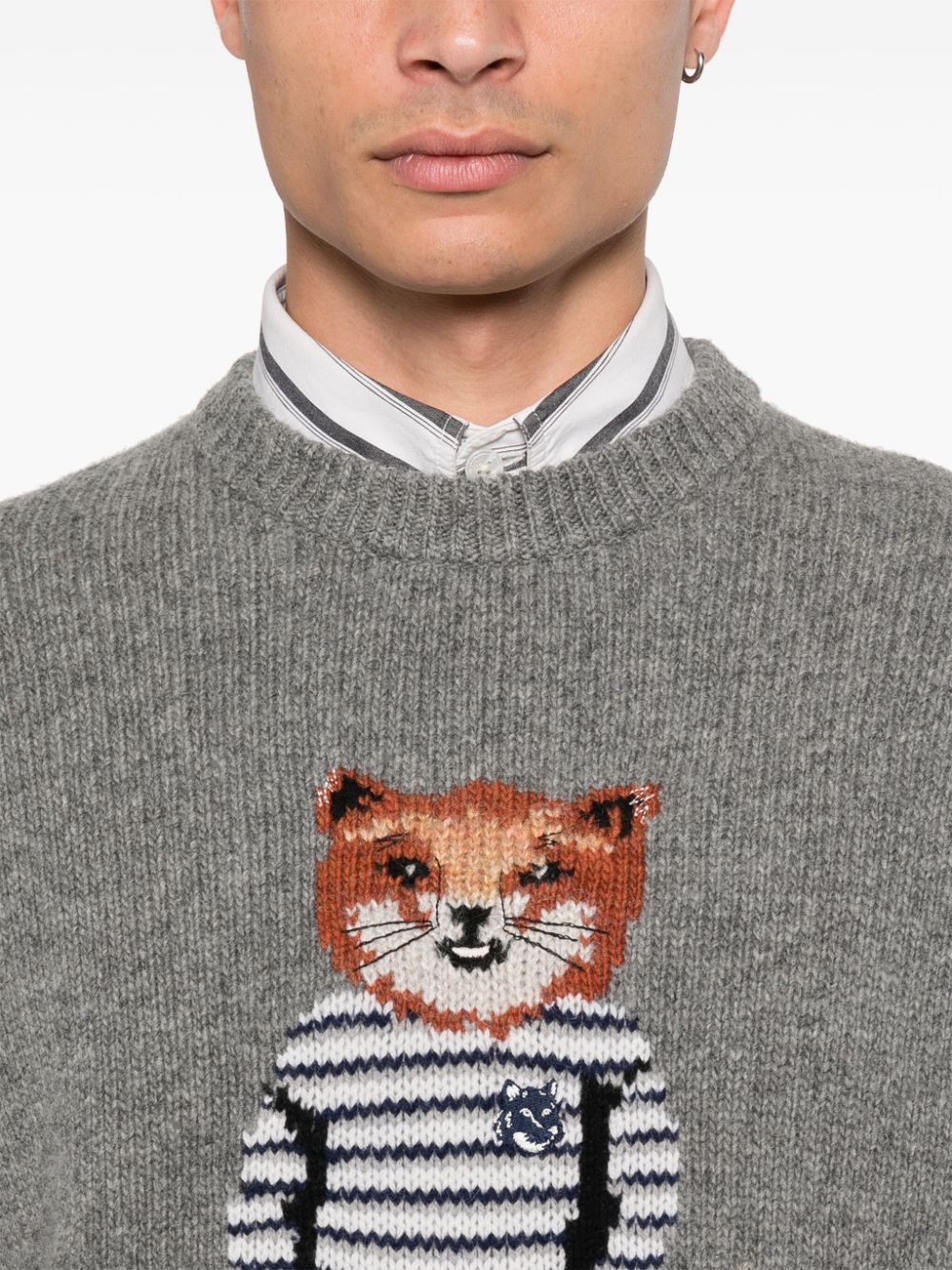 fox-intarsia sweater
