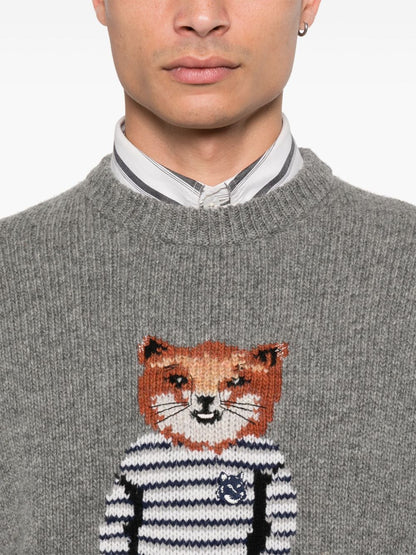 Fox-intarsia sweater