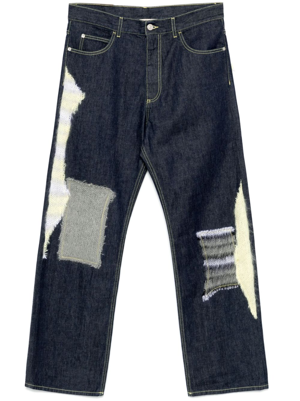 knitted-patchwork jeans