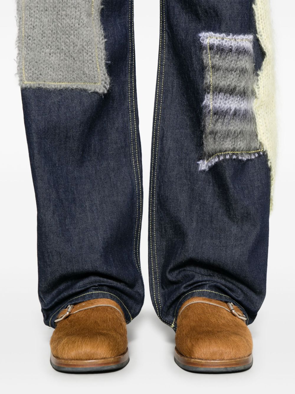 knitted-patchwork jeans