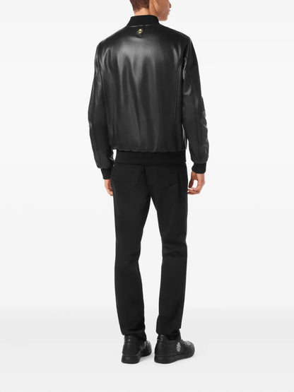Leather bomber jacket